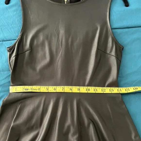 Faux Leather Skater Dress - Black - Picture 4 of 6